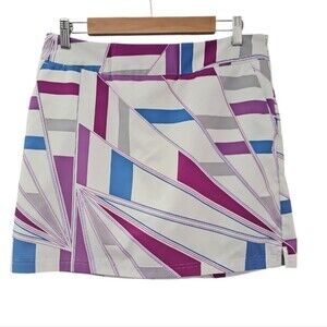 Adidas ClimaCool Golf Tennis Activewear Geo Patterned Woven Skort 10.5" Sz 8